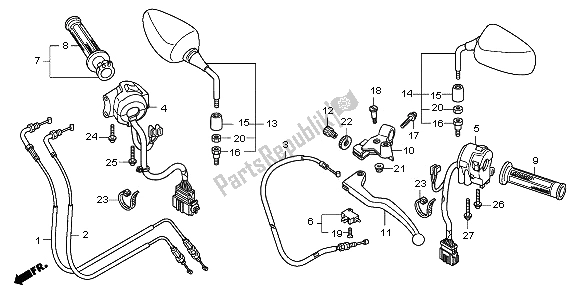 All parts for the Handle Lever & Switch & Cable of the Honda CB 600F3 Hornet 2009