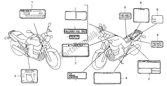 Toutes les pièces pour le étiquette D'avertissement du Honda CB 750F2 1995