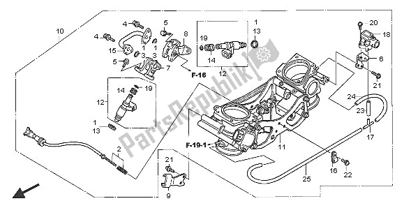 Alle onderdelen voor de Gasklephuis (assy.) van de Honda XL 1000 VA 2005