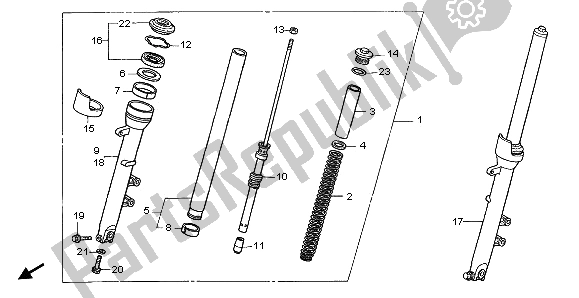 All parts for the Front Fork of the Honda CBF 1000A 2006