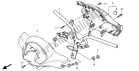 All parts for the Handle Pipe & Handle Cover of the Honda PES 150 2007