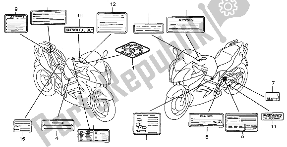 Tutte le parti per il Etichetta Di Avvertenza del Honda VFR 800A 2003