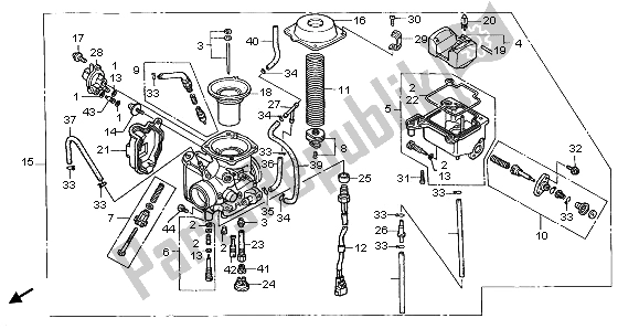 Todas las partes para Carburador de Honda TRX 350 FE Fourtrax Rancher 4X4 ES 2000