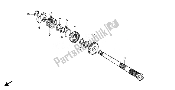 All parts for the Kick Starter Spindle of the Honda CRF 50F 2008
