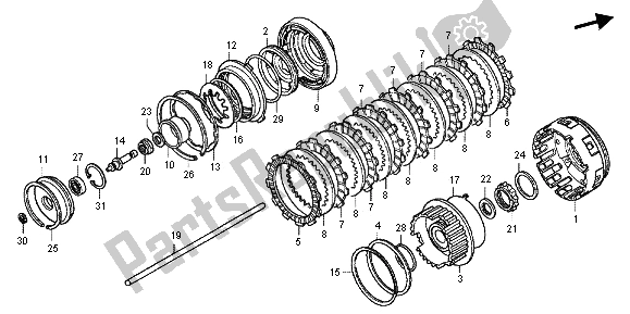 All parts for the Clutch of the Honda GL 1800 2013