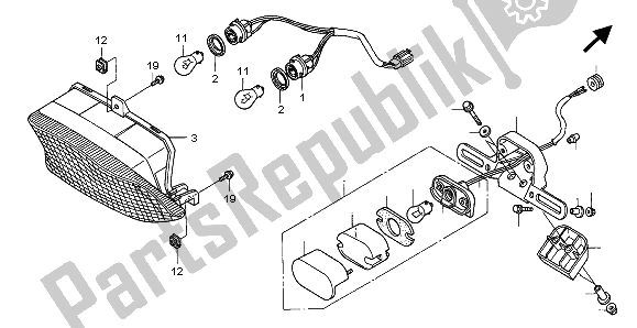 Tutte le parti per il Fanale Posteriore del Honda CBR 1000F 1996