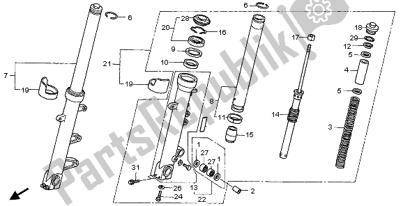 Todas as partes de Garfo Dianteiro do Honda CBR 1000F 1999