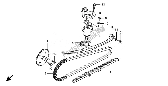 Alle onderdelen voor de Nokkenketting & Spanner van de Honda SH 150 2010