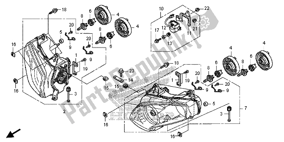 Todas as partes de Farol (eu) do Honda GL 1800B 2013