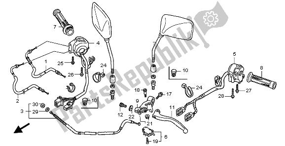 All parts for the Handle Lever & Switch & Cable of the Honda CBF 600 SA 2010