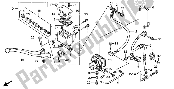 All parts for the Fr. Brake Master Cylinder of the Honda FES 150A 2009
