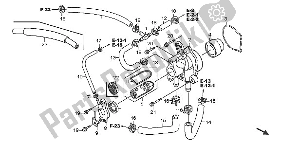 All parts for the Water Pump of the Honda NPS 50 2005