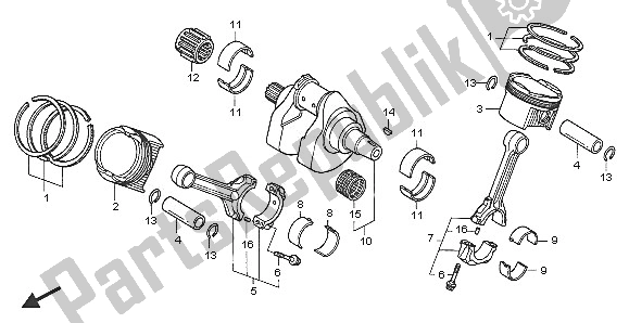 Todas las partes para Cigüeñal Y Pistón de Honda VTR 1000 SP 2005