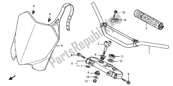 Alle onderdelen voor de Handvatpijp & Hoogste Brug van de Honda CRF 250R 2013