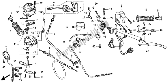 All parts for the Handle Lever & Switch & Cable of the Honda TRX 500 FA Fourtrax Foreman Rubicon 2013