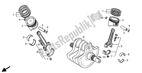 All parts for the Crankshaft & Piston of the Honda VT 750S 2011