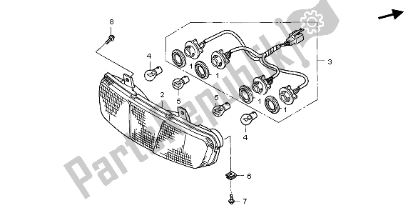 All parts for the Rear Combination Light of the Honda ST 1100A 1996