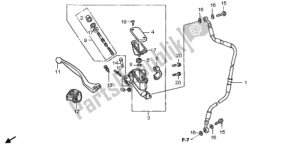 All parts for the Fr. Brake Master Cylinder of the Honda CR 85R SW 2006