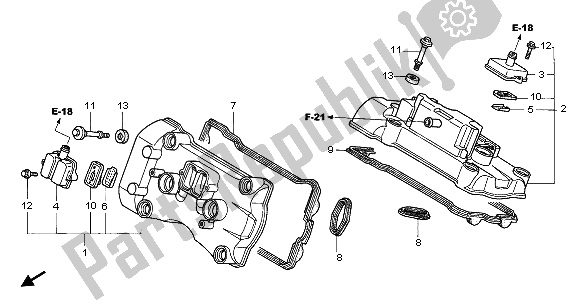 Tutte le parti per il Coperchio Della Testata del Honda VFR 800 2003