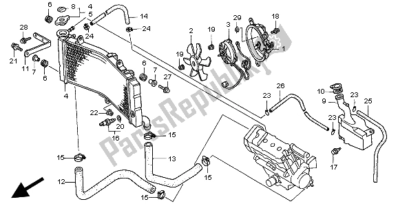 All parts for the Radiator of the Honda CBR 900 RR 1998