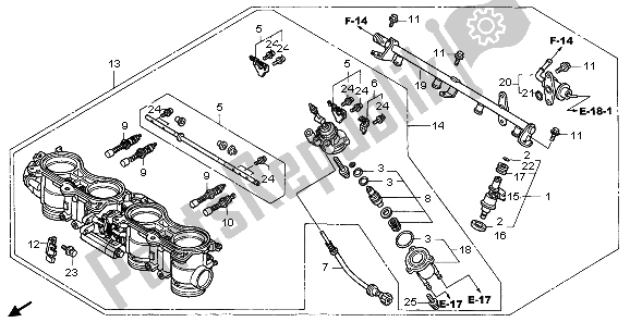 Tutte le parti per il Corpo Farfallato (assy.) del Honda CBR 600F 2006