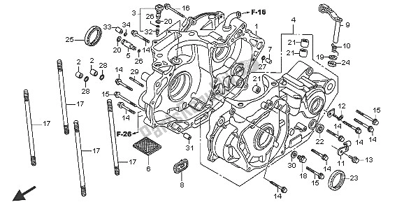 All parts for the Crankcase of the Honda XR 650R 2005
