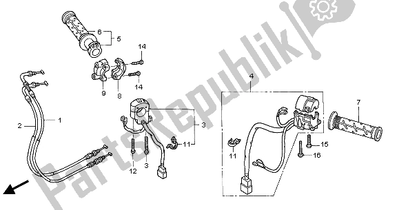 Alle onderdelen voor de Schakelaar & Kabel van de Honda CBR 1000 RR 2005