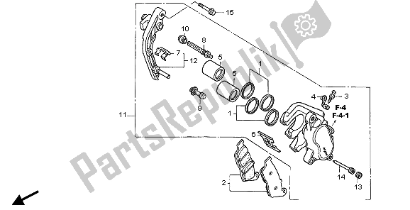 All parts for the Front Brake Caliper (l.) of the Honda CBF 600N 2007