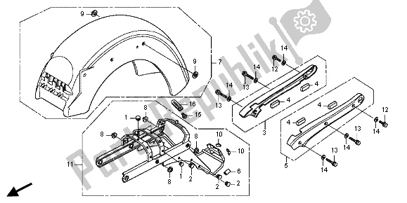 All parts for the Rear Fender of the Honda VT 750 CS 2012