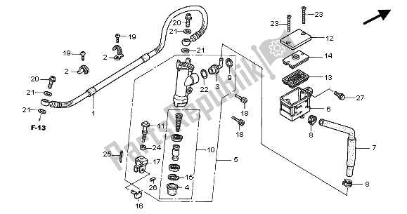 Toutes les pièces pour le Maître-cylindre De Frein Arrière du Honda VTR 1000F 2001