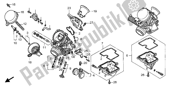All parts for the Carburetor (component Parts) of the Honda CB 500 1997