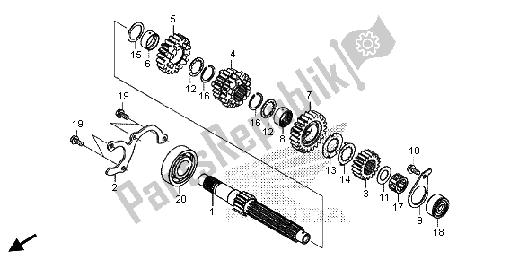 All parts for the Transmission (mainshaft) of the Honda CBR 500R 2013