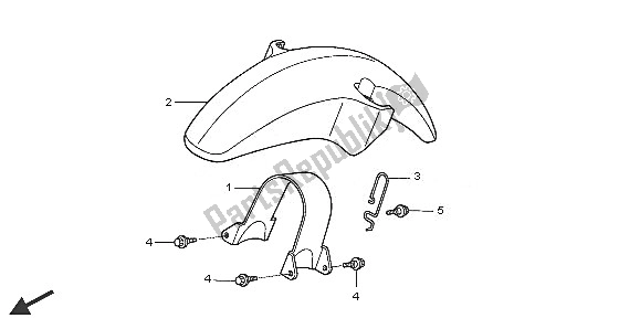 All parts for the Front Fender of the Honda XL 650V Transalp 2005