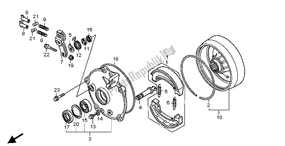 Todas las partes para Tambor De Freno Trasero de Honda TRX 250 EX Sporttrax 2001