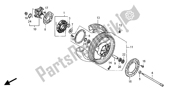 All parts for the Rear Wheel of the Honda ST 1100A 2000