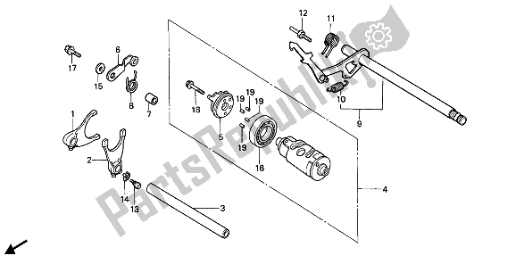 All parts for the Gearshift Drum of the Honda VT 600C 1988