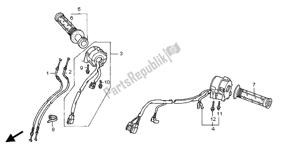 All parts for the Switch & Cable of the Honda VFR 800 2002