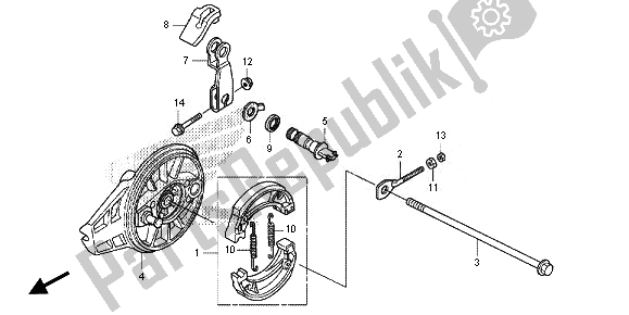 All parts for the Rear Brake Panel of the Honda CRF 125F SW 2014
