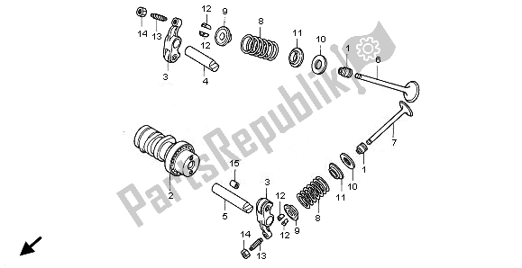 All parts for the Camshaft & Valve of the Honda ANF 125 2008