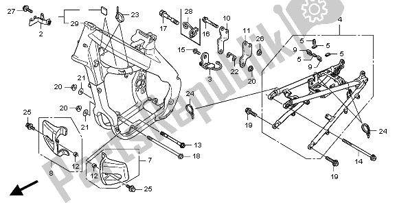 All parts for the Frame Body of the Honda CRF 250X 2008