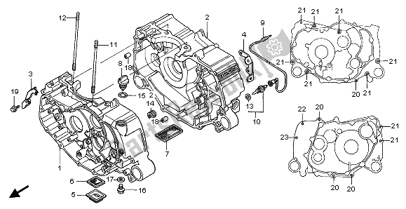 Todas las partes para Caja Del Cigüeñal de Honda TRX 350 FE Fourtrax Rancher 4X4 ES 2000