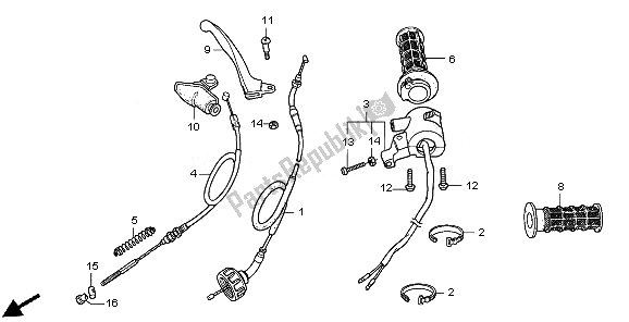 Todas as partes de Alavanca De Manivela E Interruptor E Cabo do Honda CRF 50F 2010