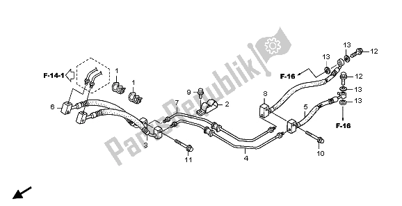 All parts for the Rear Brake Hose of the Honda ST 1300A 2009