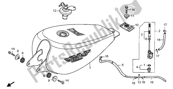 All parts for the Fuel Tank of the Honda CA 125 1997