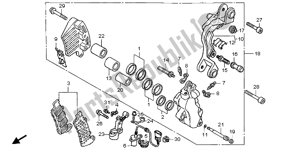 All parts for the L. Front Brake Caliper of the Honda ST 1100A 1999