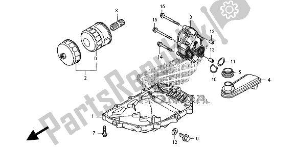 All parts for the Oil Pan & Oil Pump of the Honda NC 700D 2012