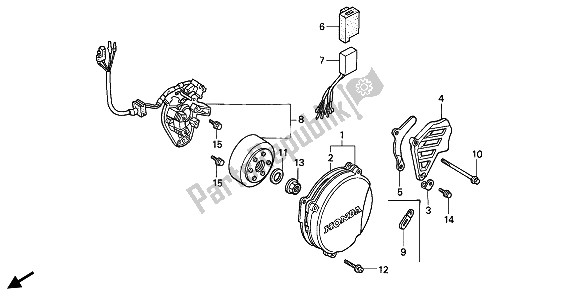 Todas las partes para Tapa Del Cárter Izquierdo Y Generador de Honda CR 500R 2 1992