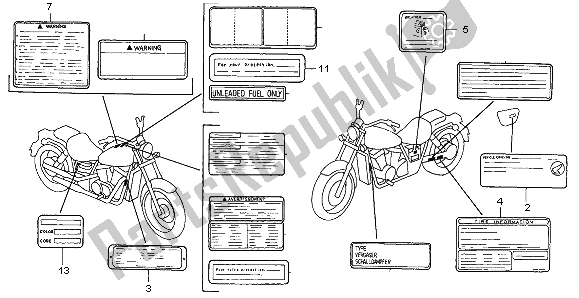 Wszystkie części do Etykieta Ostrzegawcza Honda VT 1100C2 1996