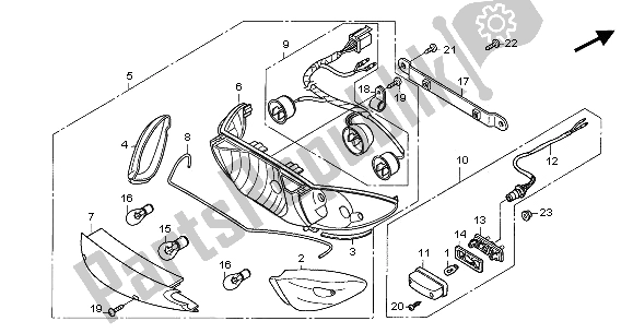 All parts for the Rear Combination Light of the Honda CBF 500 2006