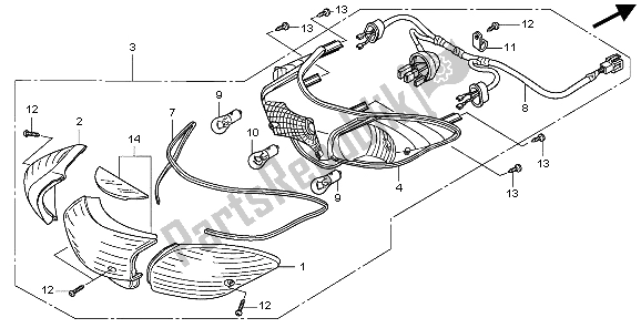 All parts for the Rear Combination Light of the Honda PES 150 2007